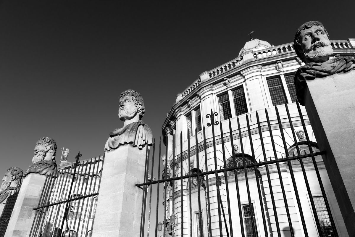 The Emperors Heads outside the Sheldonian Theatre